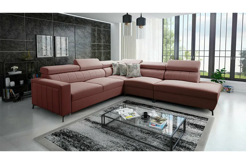 Galbally 4-sits Hörnbäddsoffa Pink - Møbler - Sofaer - Sovesofaer