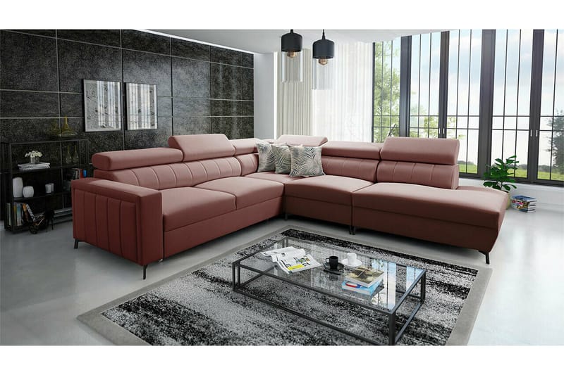 Galbally 4-sits Hörnbäddsoffa Pink - Møbler - Sofaer - Sovesofaer