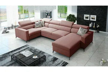 Galbally 4-sits Hörnbäddsoffa Pink - Møbler - Sofaer - Sovesofaer
