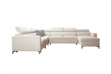 Galbally 5-seter Høyre U-formet Hjørnesovesofa med Oppbevaring i Stoff - Beige - Møbler - Sofaer - Sovesofaer