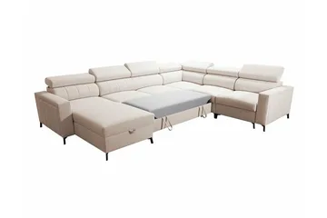 Galbally 5-seter Høyre U-formet Hjørnesovesofa med Oppbevaring i Stoff - Beige - Møbler - Sofaer - Sovesofaer