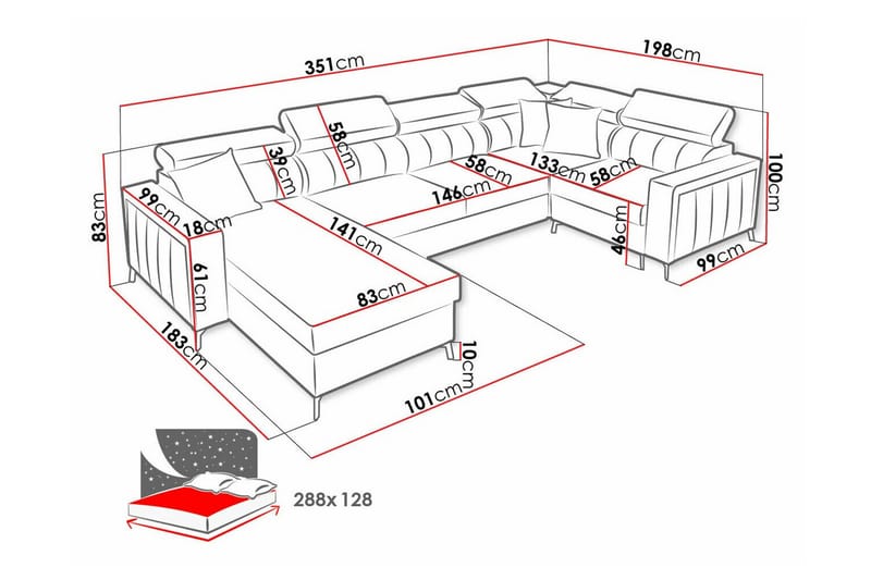 Galbally 5-seters Hjørnesovesofa - Beige - Møbler - Sofaer - Sovesofaer