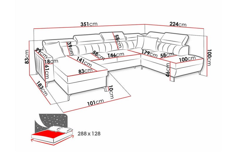 Galbally 5-seters Hjørnesovesofa - Beige - Møbler - Sofaer - Sovesofaer