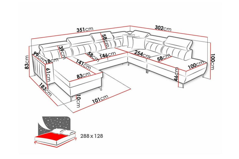 Galbally 5-seters Hjørnesovesofa - Beige - Møbler - Sofaer - Sovesofaer