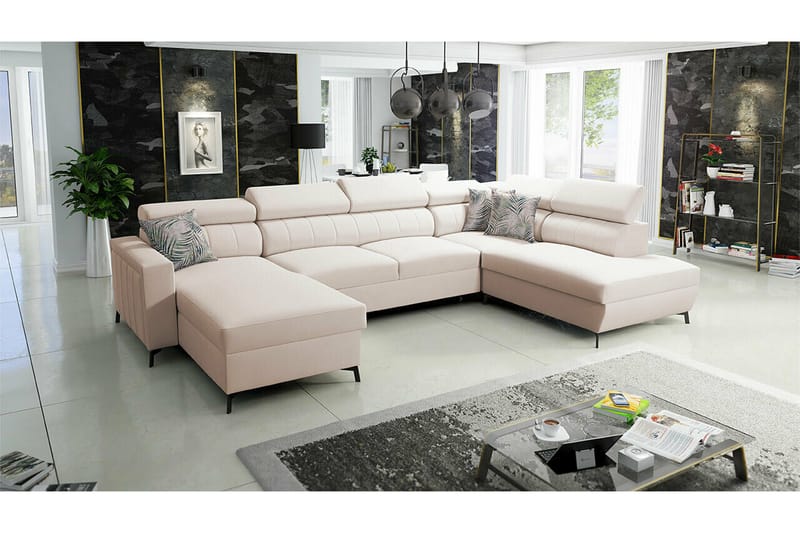 Galbally 5-seters Hjørnesovesofa - Beige/Lys Beige - Møbler - Sofaer - Sovesofaer