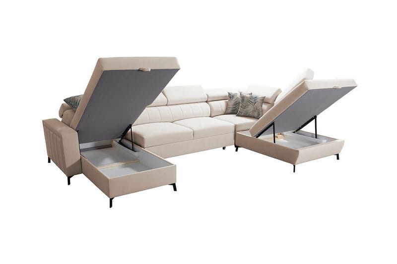 Galbally 5-seters Hjørnesovesofa - Beige/Lys Beige - Møbler - Sofaer - Sovesofaer