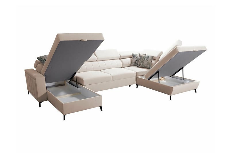 Galbally 5-seters Hjørnesovesofa - Beige/Lys Beige - Sovesofaer - Hjørnesovesofa