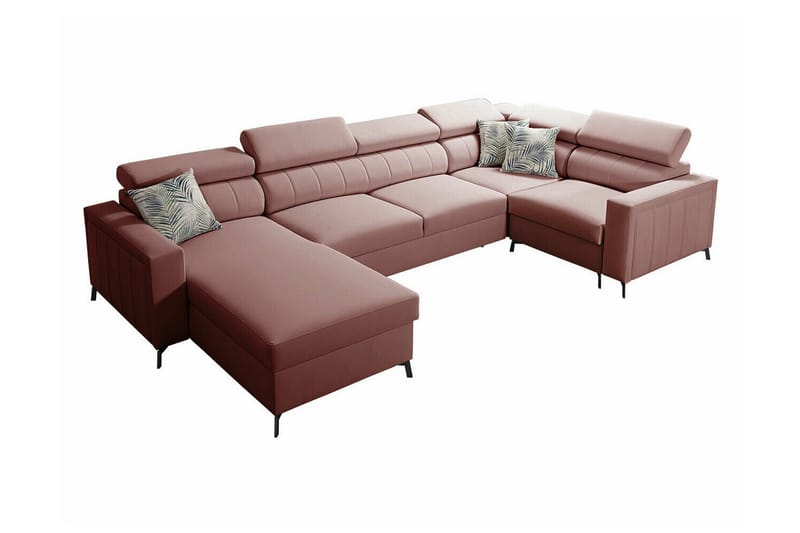 Galbally 5-seters Hjørnesovesofa - Lyserosa - Møbler - Sofaer - Sovesofaer