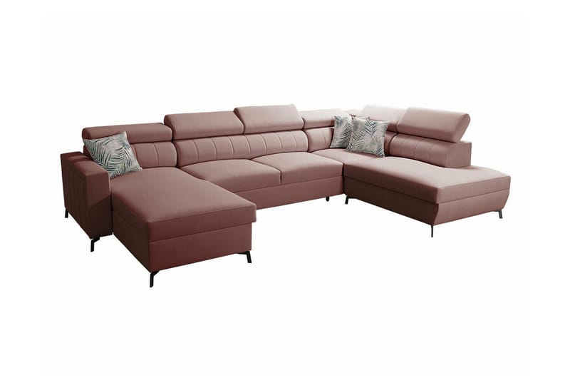 Galbally 5-seters Hjørnesovesofa - Lyserosa - Møbler - Sofaer - Sovesofaer