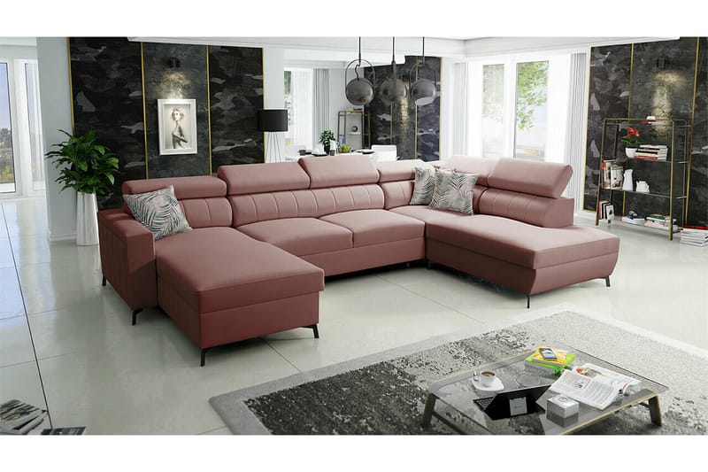 Galbally 5-seters Hjørnesovesofa - Lyserosa - Møbler - Sofaer - Sovesofaer