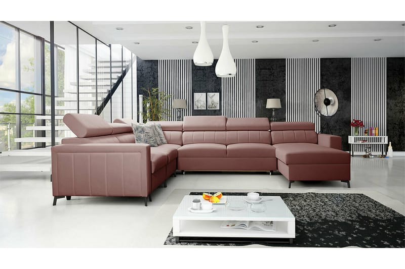 Galbally 5-seters Hjørnesovesofa - Lyserosa - Møbler - Sofaer - Sovesofaer