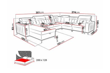 Galbally 5-seters Hjørnesovesofa - Lyserosa - Møbler - Sofaer - Sovesofaer