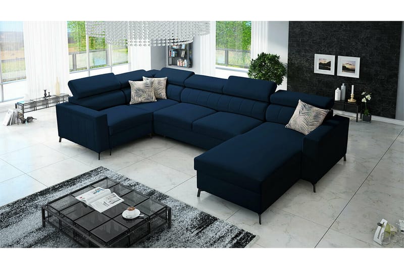Galbally 5-seters Hjørnesovesofa - Mørkeblå - Møbler - Sofaer - Sovesofaer
