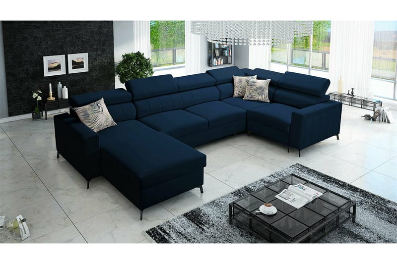 Galbally 5-seters Hjørnesovesofa - Mørkeblå - Møbler - Sofaer - Sovesofaer