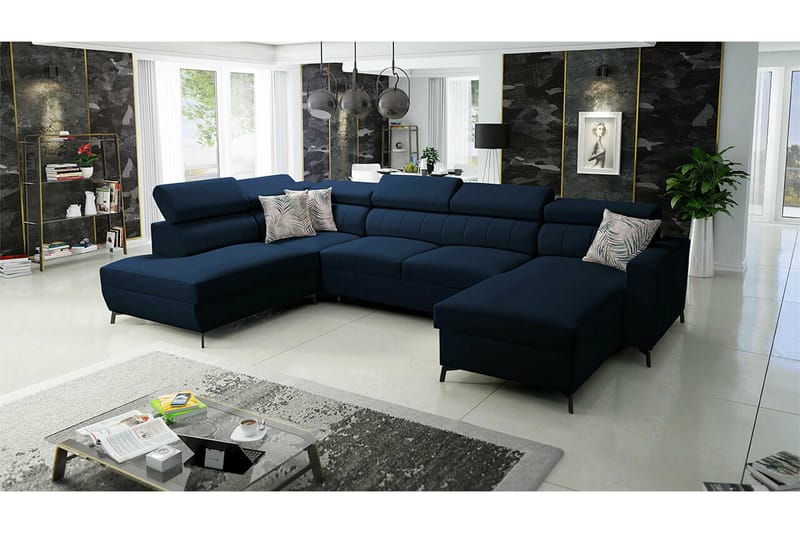 Galbally 5-seters Hjørnesovesofa - Mørkeblå - Møbler - Sofaer - Sovesofaer