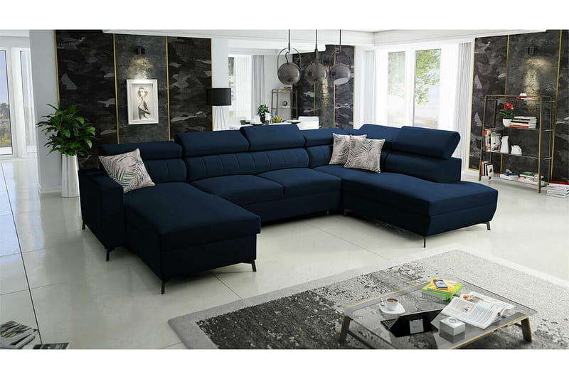 Galbally 5-seters Hjørnesovesofa - Mørkeblå - Møbler - Sofaer - Sovesofaer
