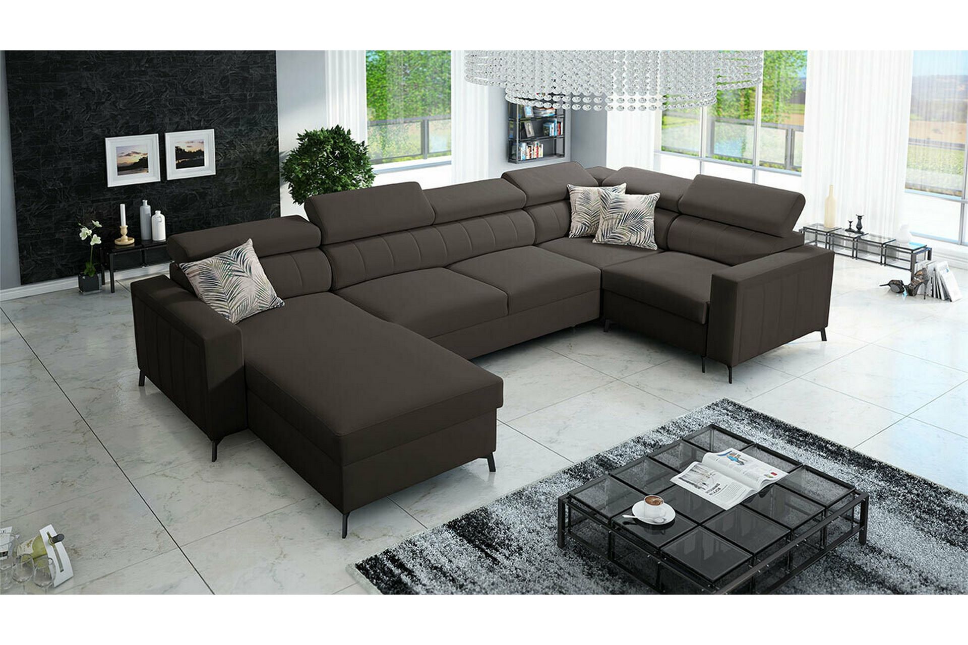 Galbally 5-seters Hjørnesovesofa - Mørkebrun - Møbler - Sofaer - Sovesofaer
