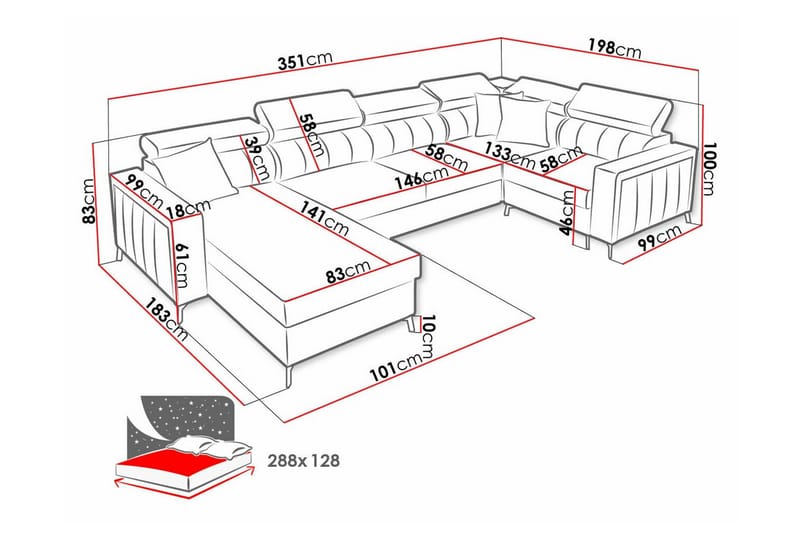 Galbally 5-seters Hjørnesovesofa - Mørkebrun - Møbler - Sofaer - Sovesofaer