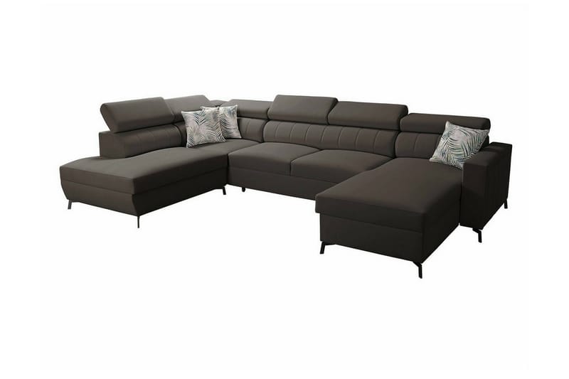 Galbally 5-seters Hjørnesovesofa - Mørkebrun - Møbler - Sofaer - Sovesofaer