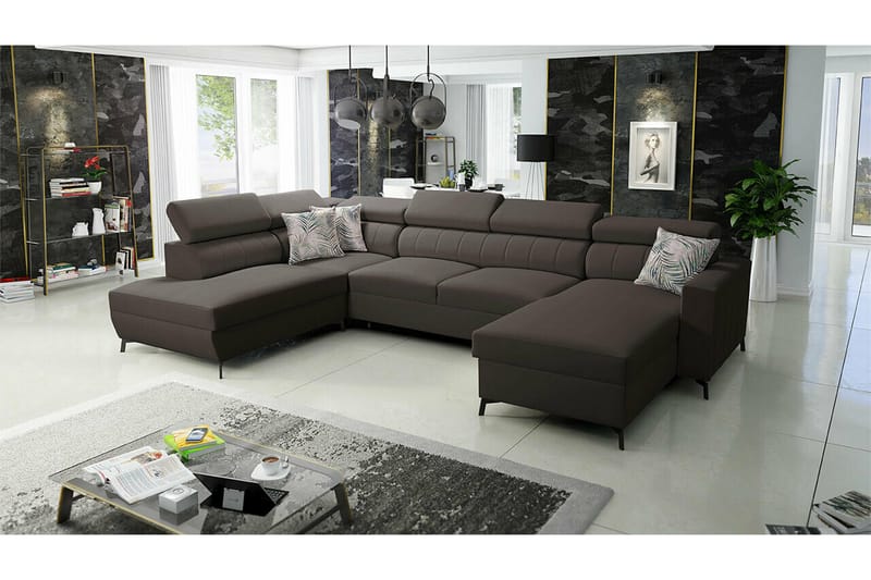 Galbally 5-seters Hjørnesovesofa - Mørkebrun - Møbler - Sofaer - Sovesofaer