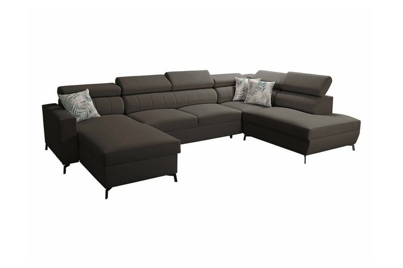 Galbally 5-seters Hjørnesovesofa - Mørkebrun - Møbler - Sofaer - Sovesofaer