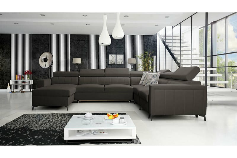 Galbally 5-seters Hjørnesovesofa - Mørkebrun - Møbler - Sofaer - Sovesofaer