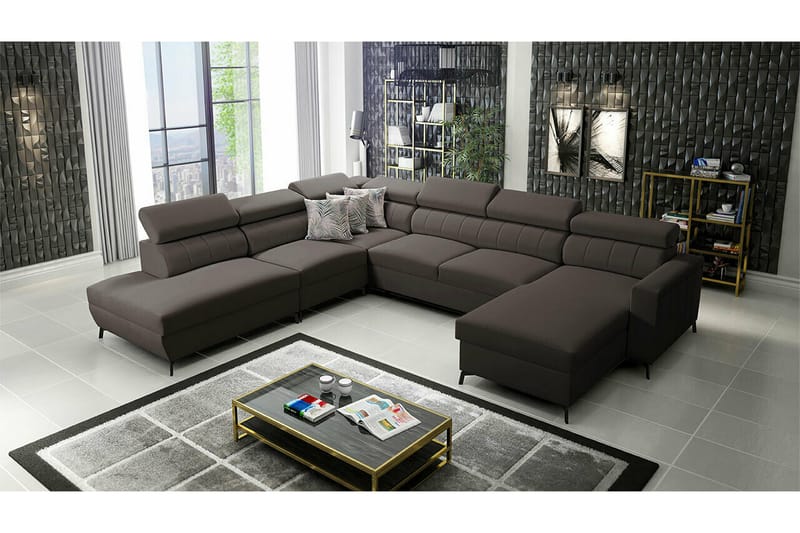 Galbally 5-seters Hjørnesovesofa - Mørkebrun - Møbler - Sofaer - Sovesofaer