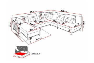 Galbally 5-seters Hjørnesovesofa - Mørkerosa - Møbler - Sofaer - Sovesofaer