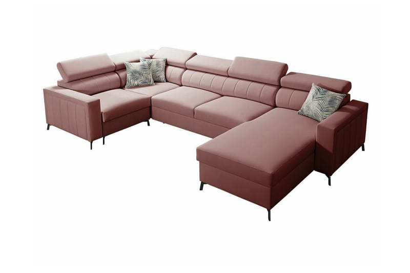Galbally 5-seters Hjørnesovesofa - Rosa - Møbler - Sofaer - Sovesofaer