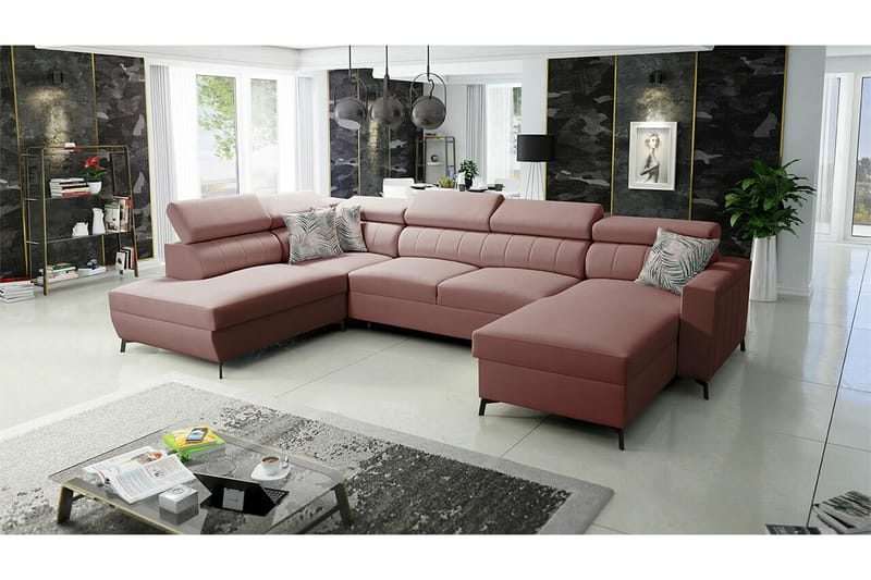 Galbally 5-seters Hjørnesovesofa - Rosa - Møbler - Sofaer - Sovesofaer