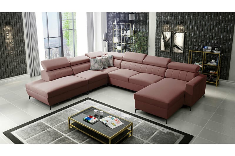 Galbally 5-seters Hjørnesovesofa - Rosa - Møbler - Sofaer - Sovesofaer