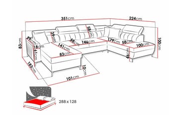 Galbally 5-seters hjørnesovesofa - Møbler - Sofaer - Sovesofaer