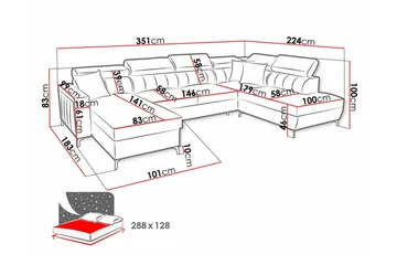 Galbally 5-seters hjørnesovesofa - Møbler - Sofaer - Sovesofaer