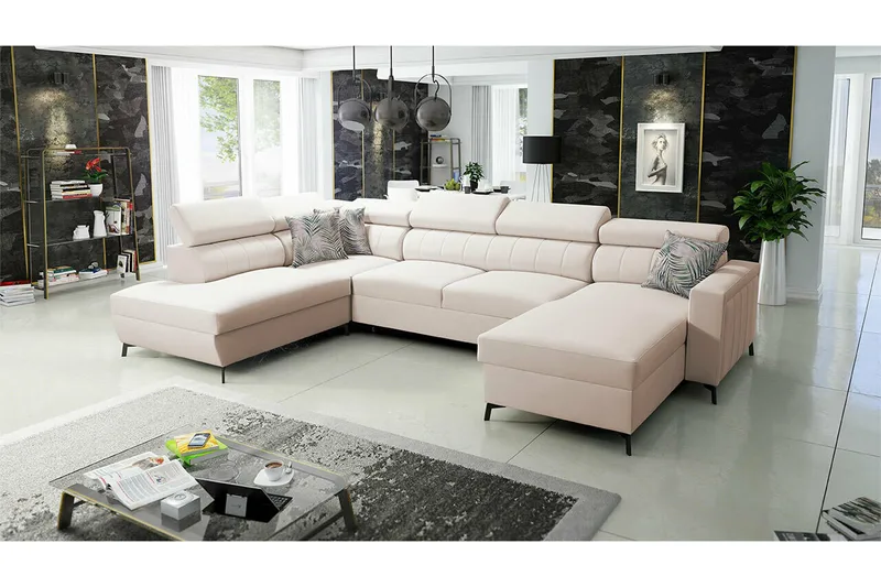 Galbally 5-sits Hörnbäddsoffa Beige - Møbler - Sofaer - Sovesofaer
