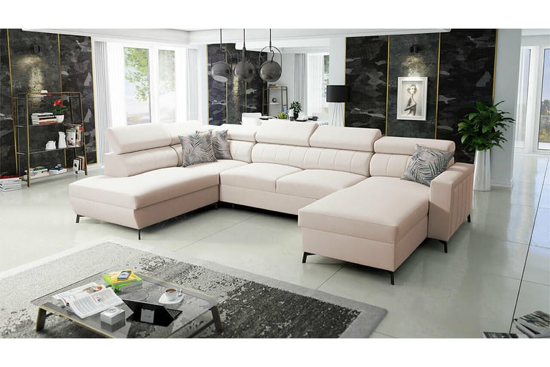 Galbally 5-sits Hörnbäddsoffa Beige - Møbler - Sofaer - Sovesofaer