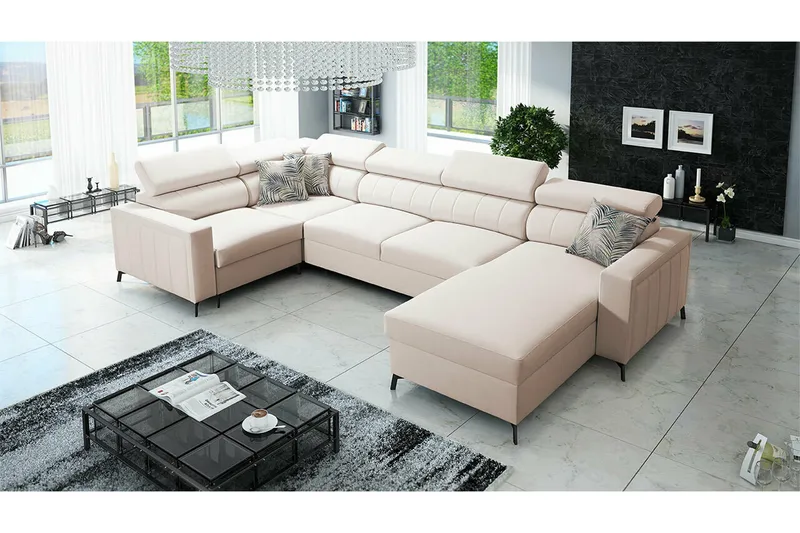 Galbally 5-sits Hörnbäddsoffa beige - Møbler - Sofaer - Sovesofaer