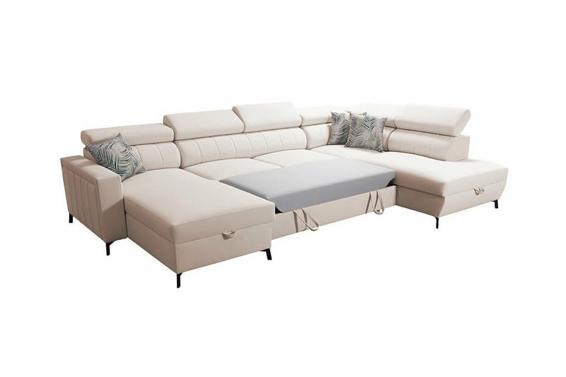 Galbally 5-sits Hörnbäddsoffa Beige/Light beige - Møbler - Sofaer - Sovesofaer