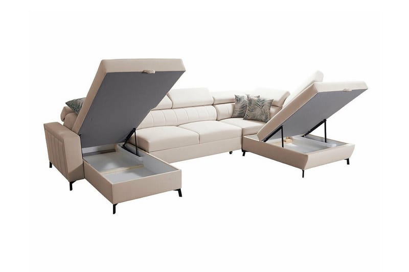 Galbally 5-sits Hörnbäddsoffa Beige/Light beige - Møbler - Sofaer - Sovesofaer