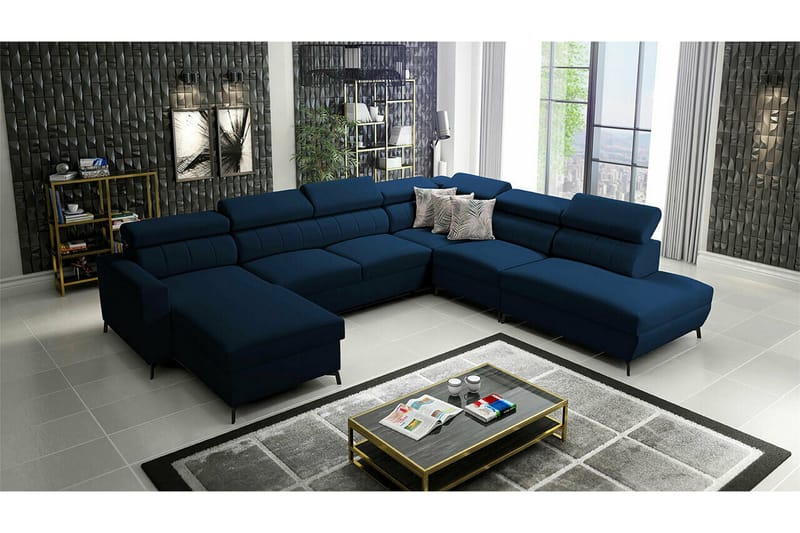 Galbally 5-sits Hörnbäddsoffa Dark blue - Møbler - Sofaer - Sovesofaer