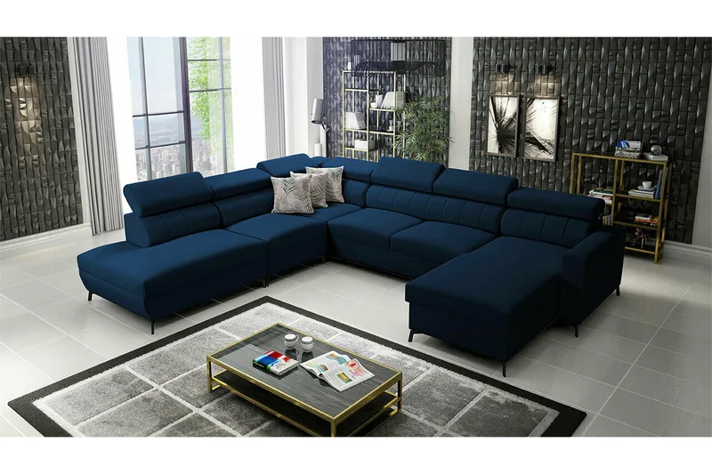Galbally 5-sits Hörnbäddsoffa Dark blue - Møbler - Sofaer - Sovesofaer