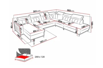 Galbally 5-sits Hörnbäddsoffa Dark blue - Møbler - Sofaer - Sovesofaer