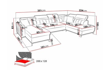 Galbally 5-sits Hörnbäddsoffa Dark blue - Møbler - Sofaer - Sovesofaer