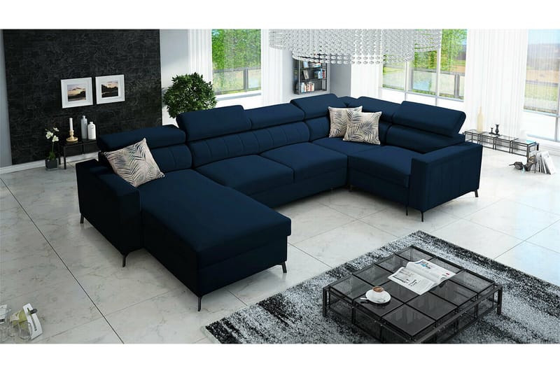 Galbally 5-sits Hörnbäddsoffa Dark blue - Møbler - Sofaer - Sovesofaer
