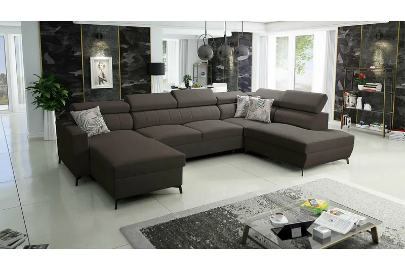 Galbally 5-sits Hörnbäddsoffa Dark brown - Møbler - Sofaer - Sovesofaer