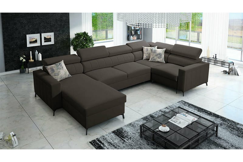 Galbally 5-sits Hörnbäddsoffa Dark brown - Møbler - Sofaer - Sovesofaer