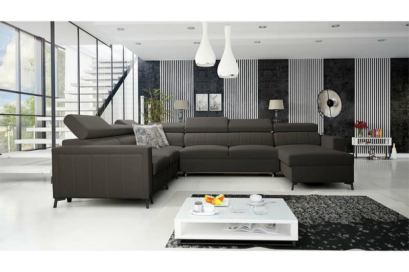 Galbally 5-sits Hörnbäddsoffa Dark brown - Møbler - Sofaer - Sovesofaer