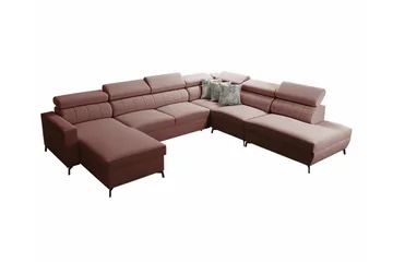 Galbally 5-sits Hörnbäddsoffa Dark pink - Møbler - Sofaer - Sovesofaer