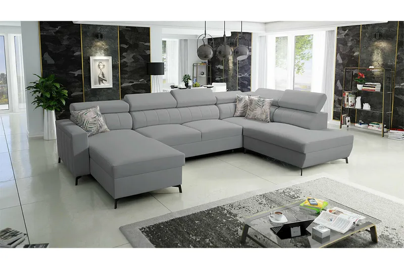Galbally 5-sits Hörnbäddsoffa Light grey/Dark grey - Møbler - Sofaer - Sovesofaer