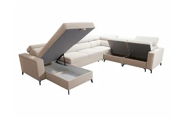 Galbally 5-sits Hörnbäddsoffa Light pink - Møbler - Sofaer - Sovesofaer