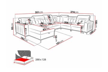 Galbally 5-sits Hörnbäddsoffa Ljusgrå - Møbler - Sofaer - Sovesofaer